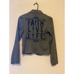 Blac Label Pink Faith Live Life Army Green Punk Blazer - Size XS